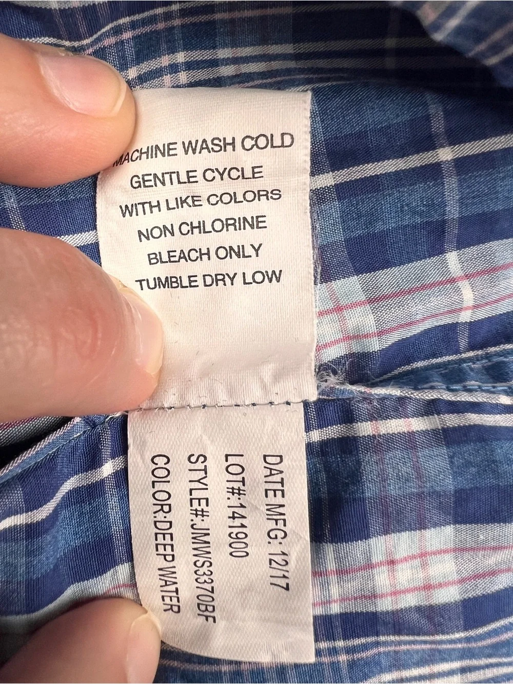 Johnnie-O Shirt Mens XL Deep Water Blue Plaid Button Up 100% Cotton Golf Casual